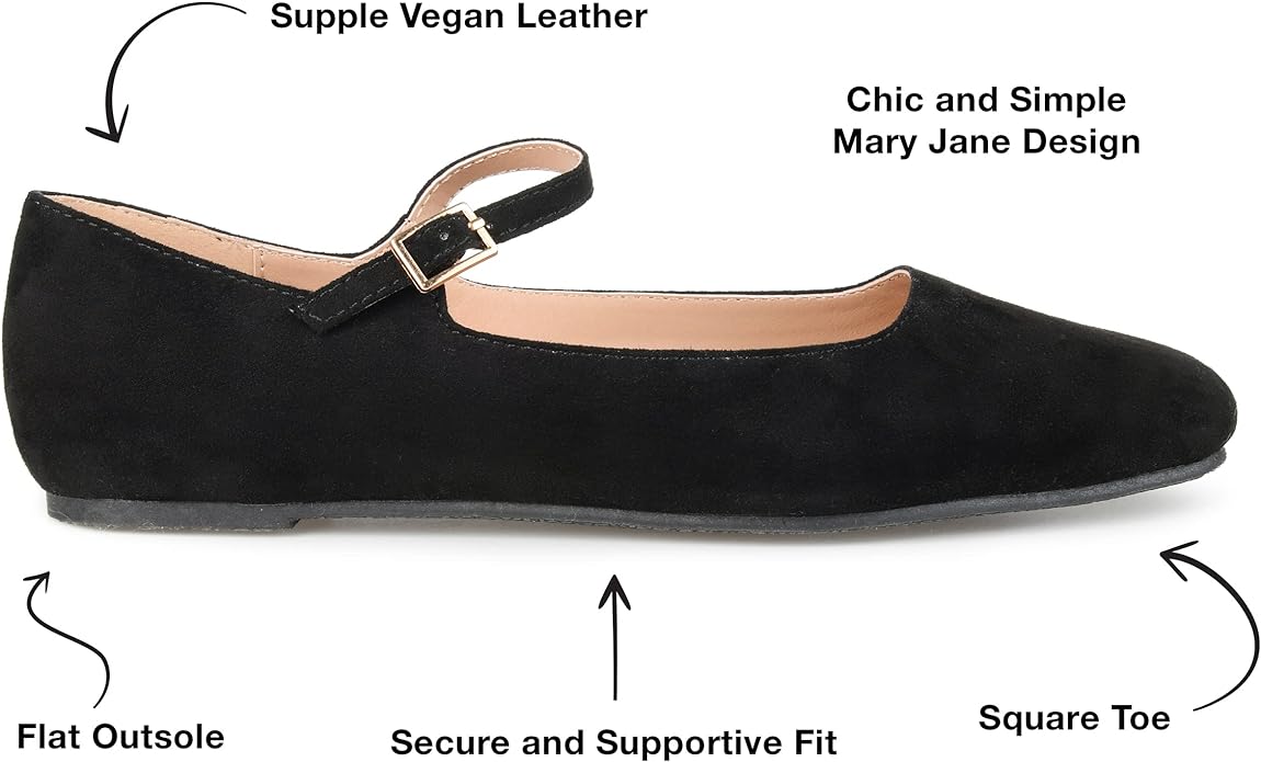 Journee Collection Women's Carrie Vegan Suede Flats  Color Black Size 7M