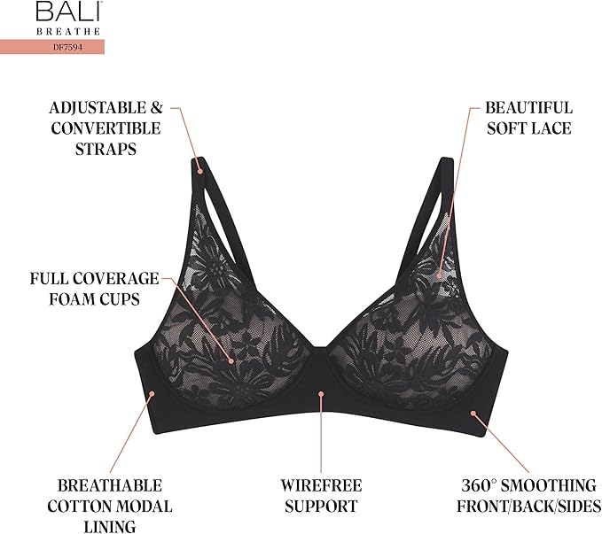 Bali Women's Breathe Wireless T-Shirt Bra  Almond Size L