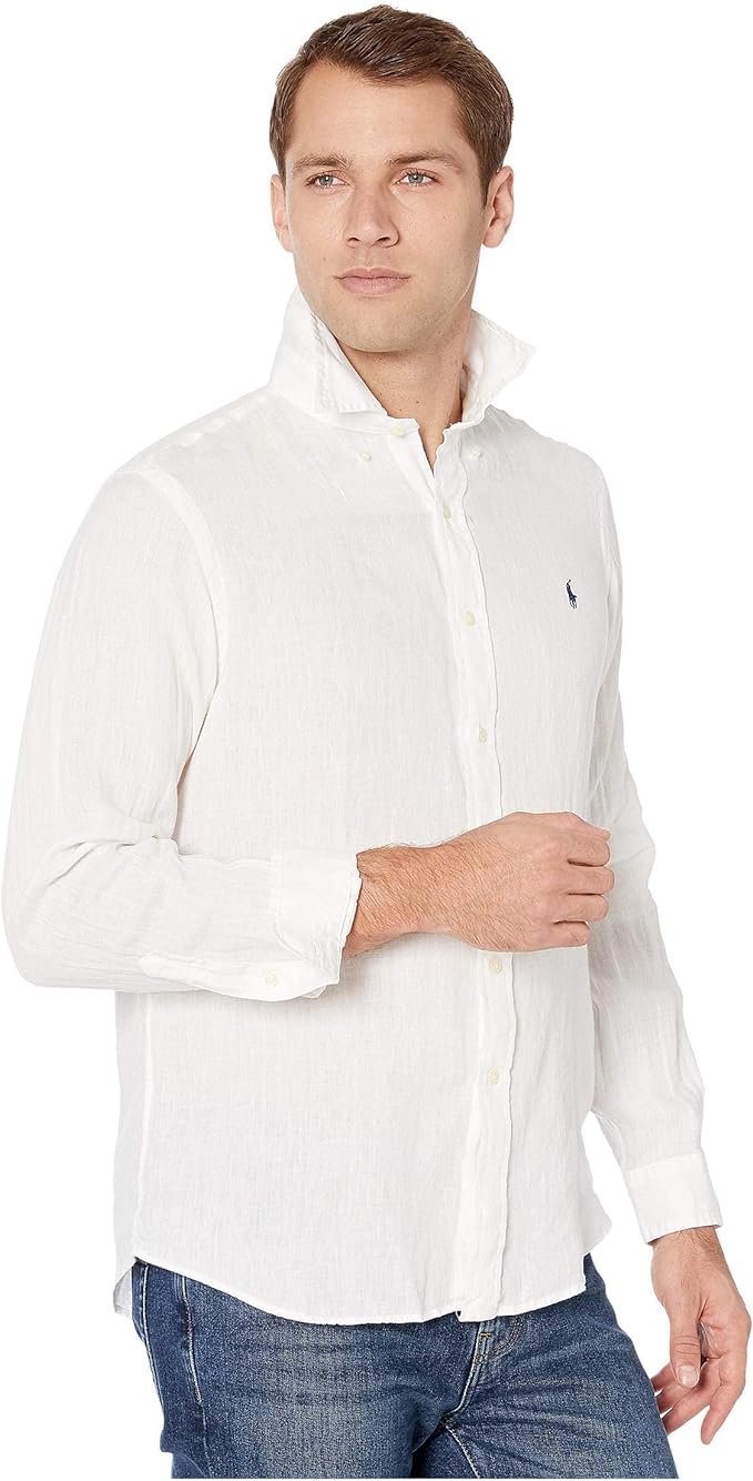 Polo Ralph Lauren Men's Classic Fit Linen Shirt  Color White Size 2XL