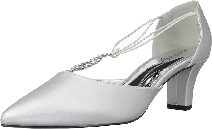 Easy Street Women's Moonlight Dress Pump  Color Silver Satin Size 8.5W