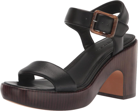 Vince Women's Noelle Mid Heeled Sandals  Color Black Leather Size 6M