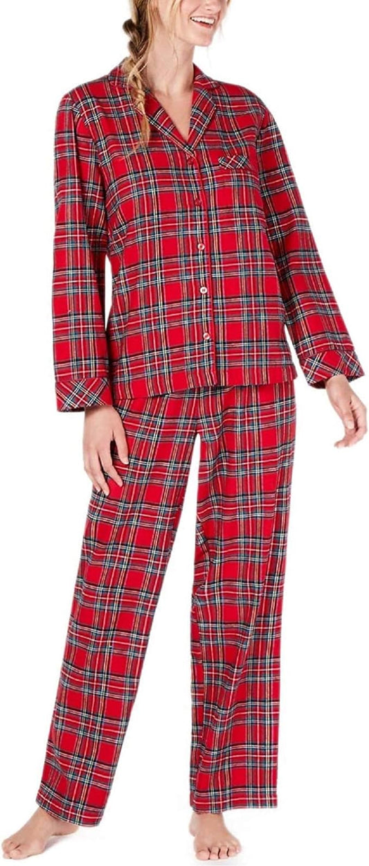 Family Pajamas Women's Cotton Plaid Pajamas Set  Color Brinkley Plaid Size XS