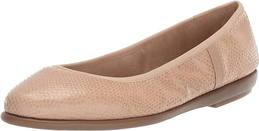 Aerosoles Women's Better Yet Ballet Flat  Color Light Tan Snake Size 7.5M