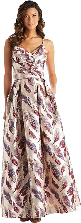 Morgan & Company Juniors Printed Brocade Gown  Color Merlot/Rose Size 3