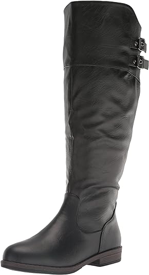 Journee Collection Women's Extra Wide Calf Tori Faux Leather Knee-High Boots Color Black Size 9M