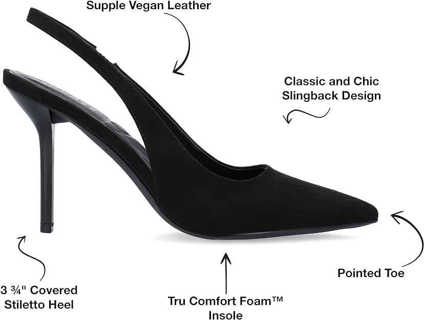 Journee Collection Women's Elenney Slingback Pumps  Color Black Size 7M