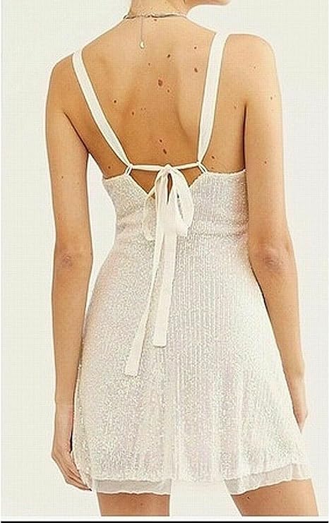 Free People Women's Gold Rush Mini Dress  Color Ivory Size M