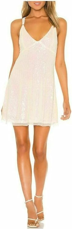 Free People Women's Gold Rush Mini Dress  Color Ivory Size M