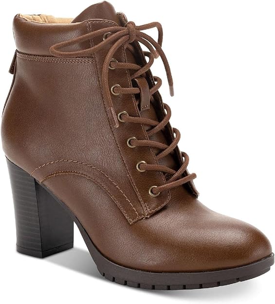 Style & Co Women's Lucillee Heeled Almond Toe Booties  Color Cognac Size 8.5M