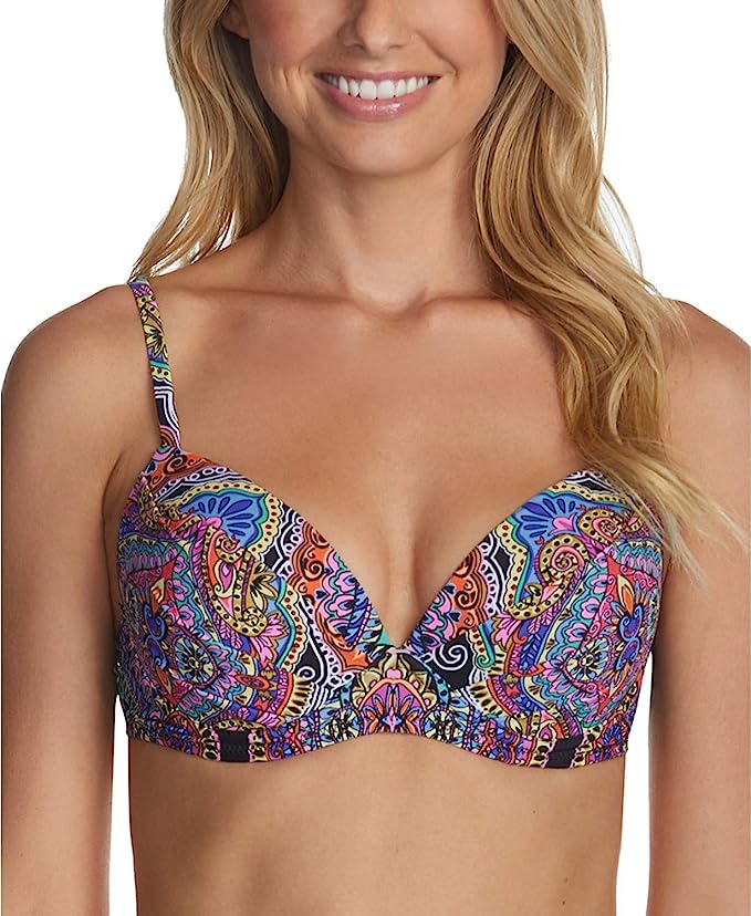 Raisins Juniors' Baja Surf Paisley Moonshadow Underwire Bikini Top  Color Black Multi Size M