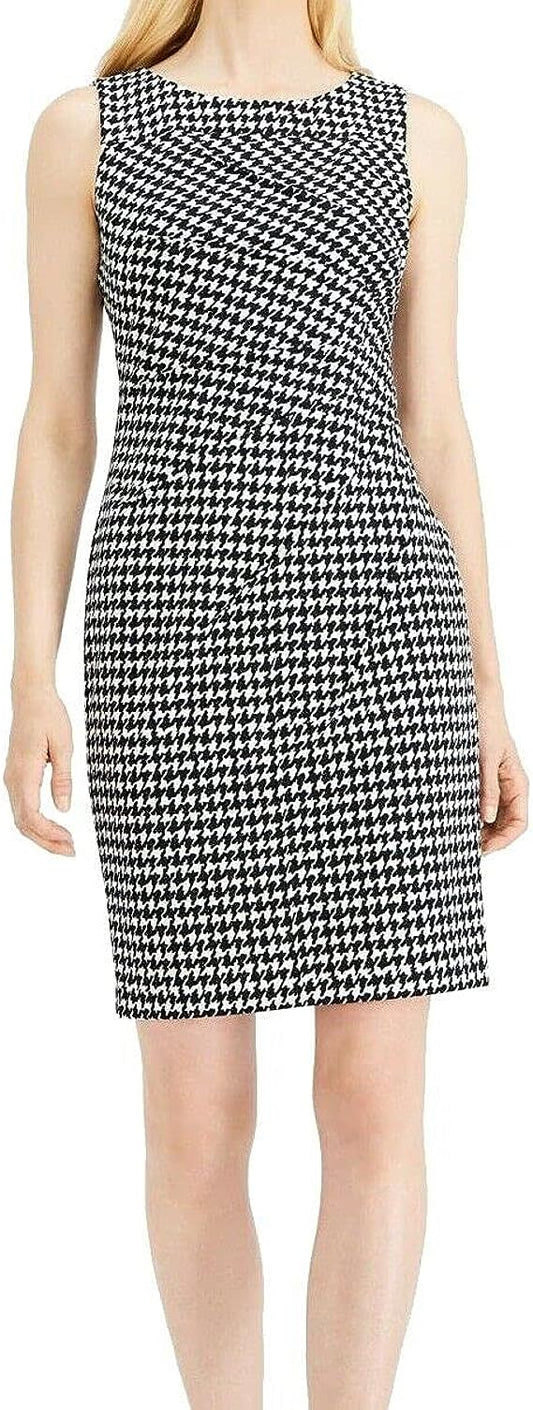 Calvin Klein Houndstooth Sheath Dress  Color Black/White Size 12