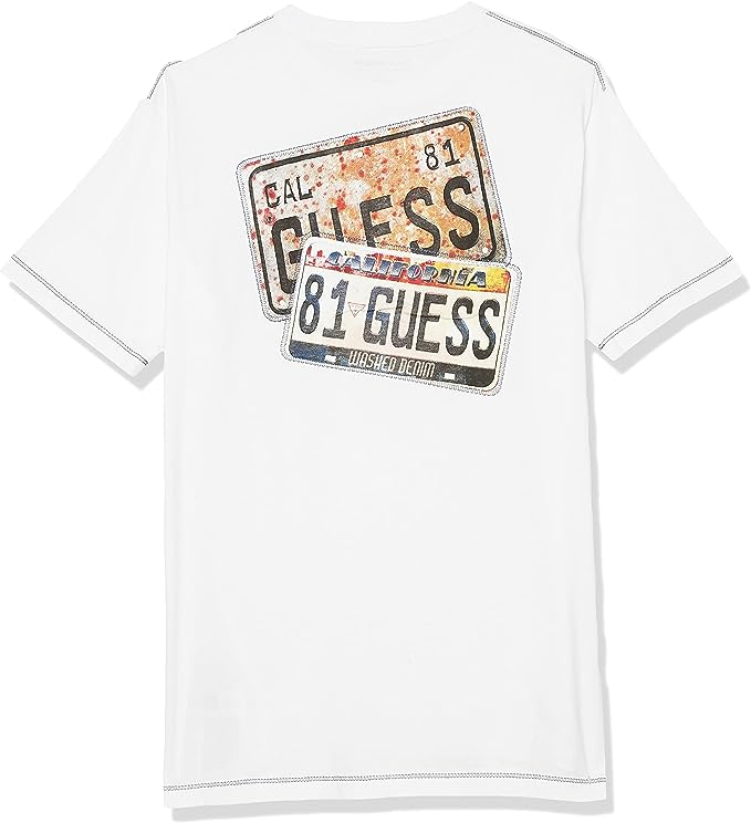 GUESS Boys' Big Embroidered Logo Organic Cotton T-Shirt  Color Pure White Size 14