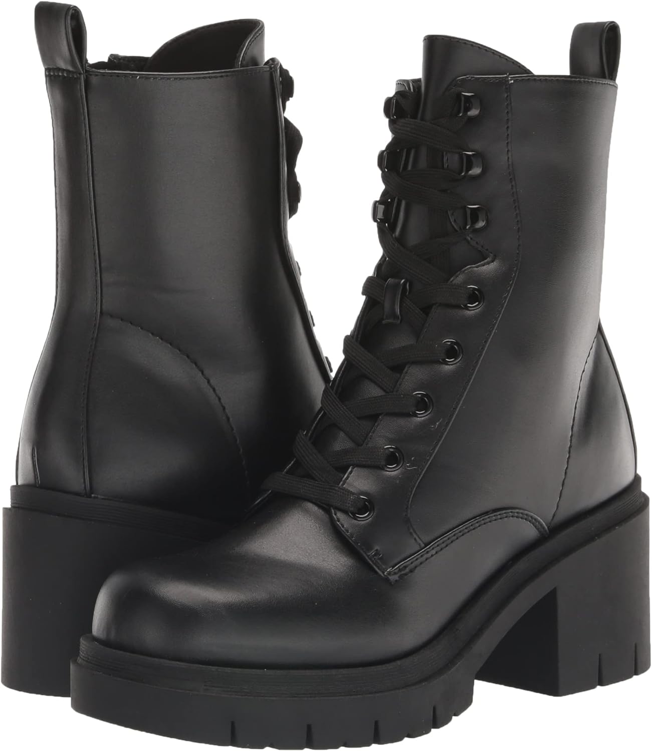 Nine West Women's Juna Platform Combat Boots  Color Black Faux Leather Size 5M