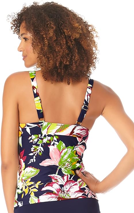 Anne Cole Women's Tropical Floral Underwire Tankini  Color Tropical Bloom Navy Multi Size 32DD/34DD