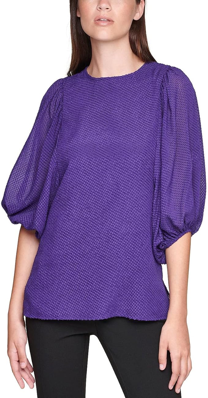 Calvin Klein Women's Balloon-Sleeve Top Blouse  Color Night Purple Size XS