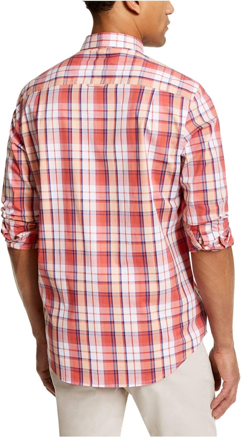 Club Room Men's Moisture Wicking Plaid Button-Down Shirt  Color Red Combo Size XL