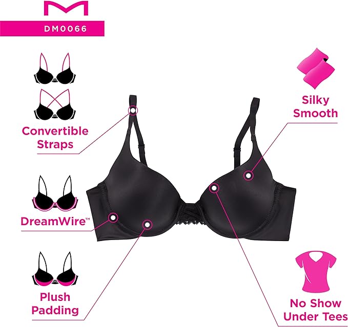 Maidenform Women's Dreamwire Push Up Underwire Bra  Color Black Size 34A