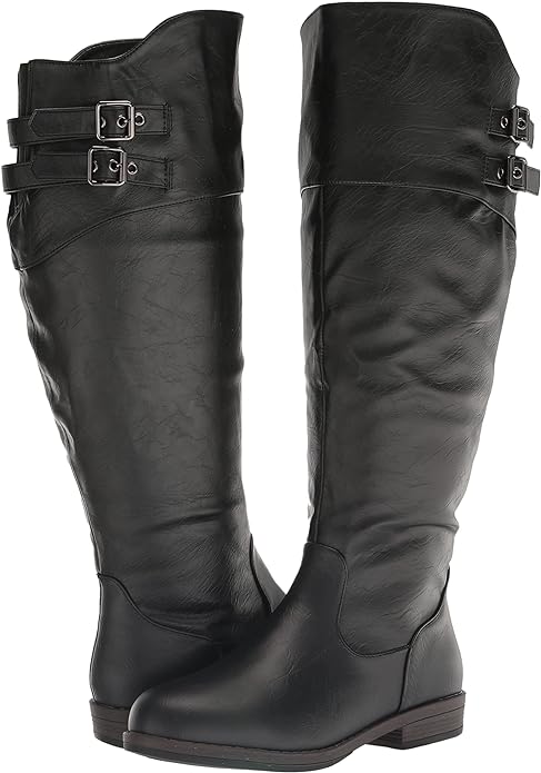 Journee Collection Women's Extra Wide Calf Tori Faux Leather Knee-High Boots Color Black Size 9M