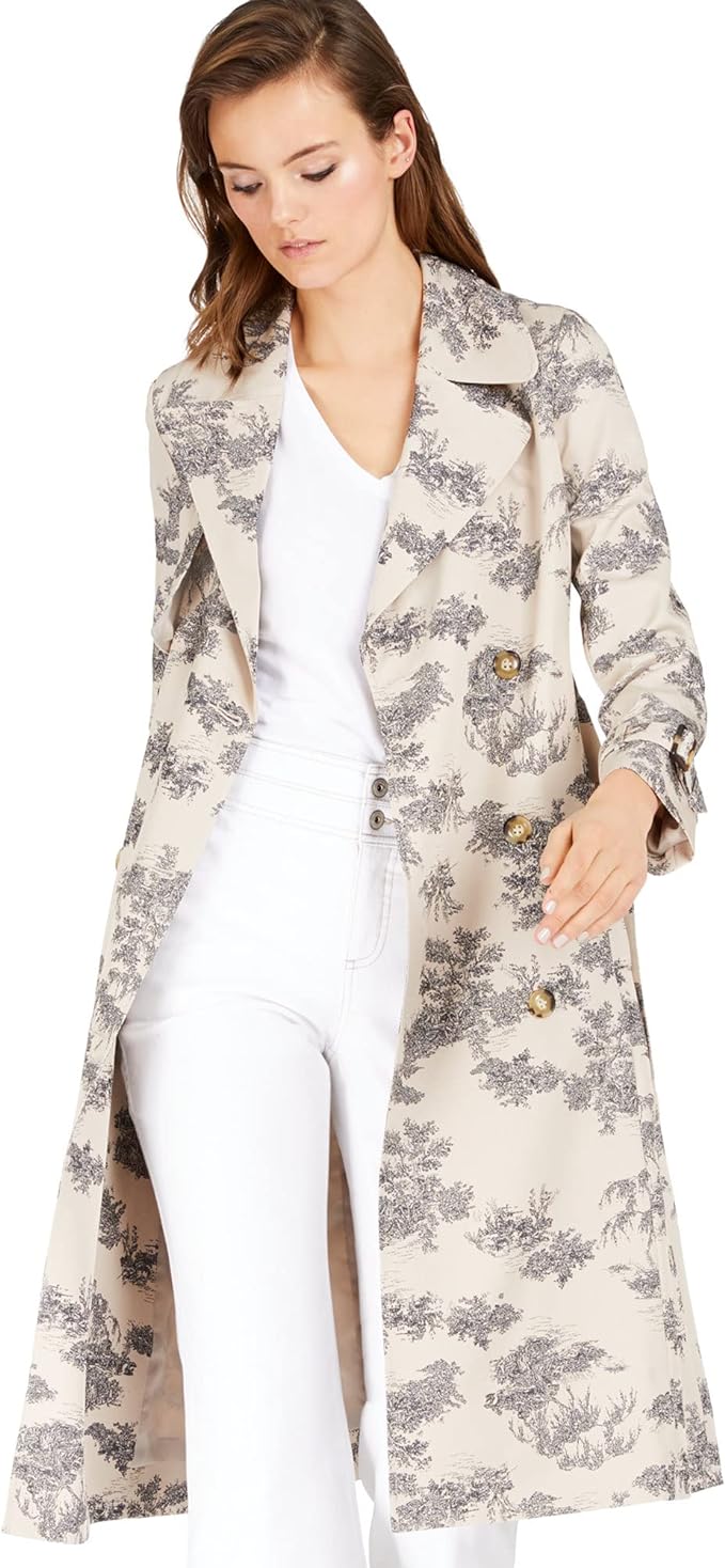 INC International Concepts Women's Toile-Print Trench Coat  Color Scenic Toile Size L