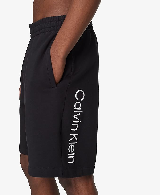 Calvin Klein Men's Embroidered Logo French Terry Shorts  Color Black Beauty Size 2XL