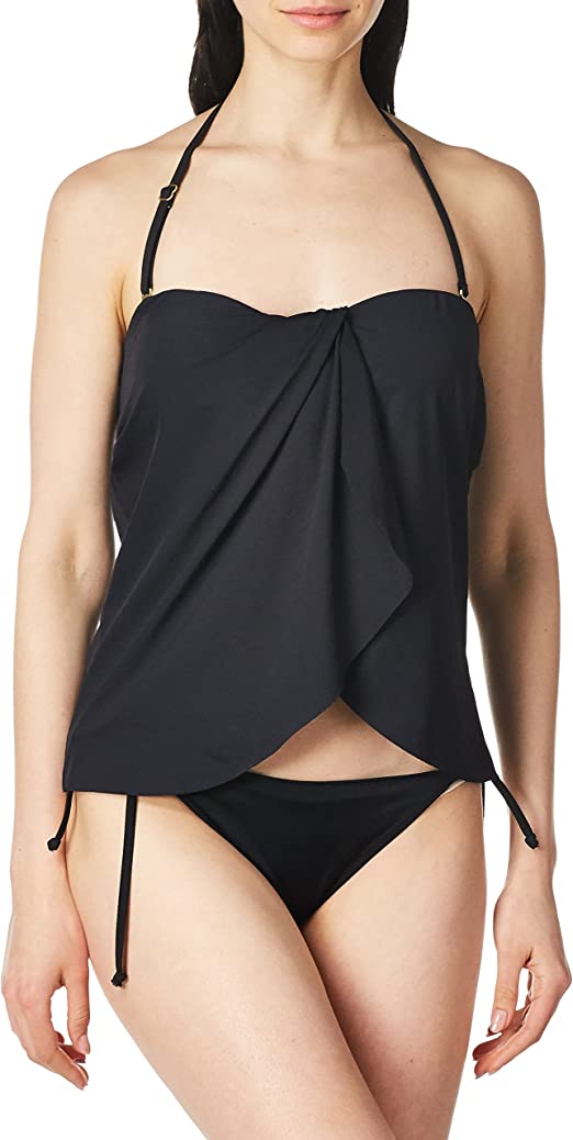 Vince Camuto Women's Standard Draped Bandini Top Swimsuit with Removable Straps  Color Black Size M