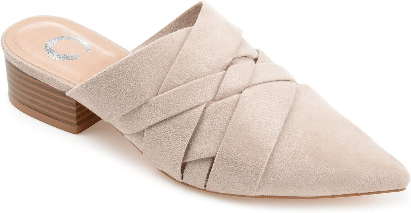 Journee Collection Women's Kalida Block Heel Pointed Toe Mules  Color Beige Size 6.5M