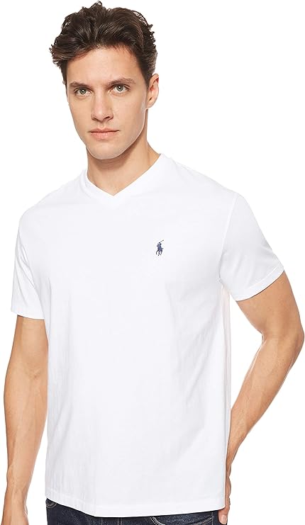 Polo Ralph Lauren Men's V-Neck Classic Fit Tee Shirt  Color White Size XL