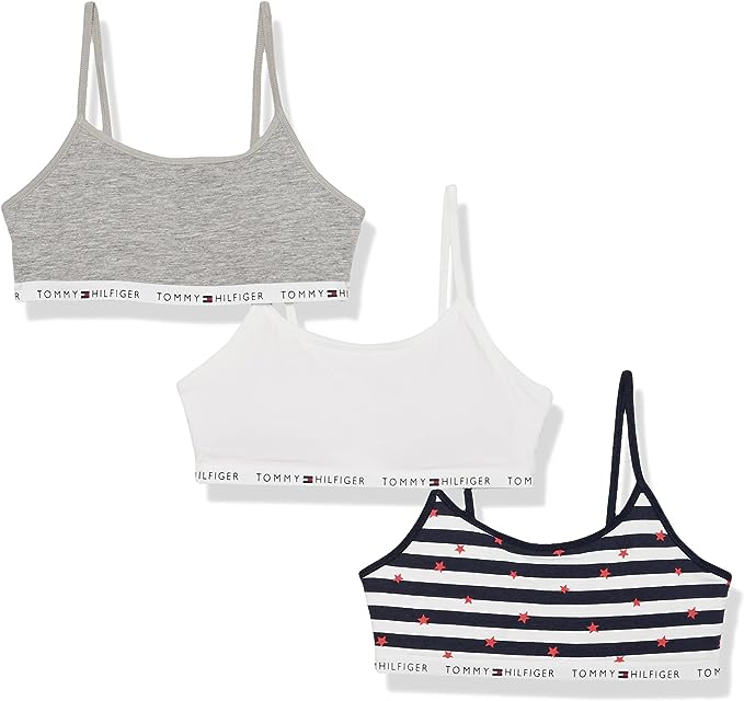 Tommy Hilfiger Girls Crop Sports Bra, 3-pack  Multicolor Size S (6/7)