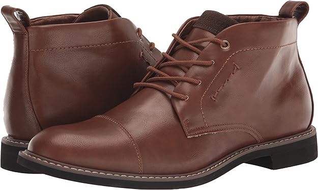 Tommy Hilfiger Men's Gibby Faux-Leather Cap-Toe Boots  Color Cognac Size 8