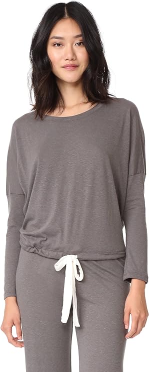 Eberjey Women's Cotton Slouchy Pajama Top  Color Heather Gray Size S Style T1110L  Long Sleeve, Drop Shoulder  Location: WOMENm18 190491042778