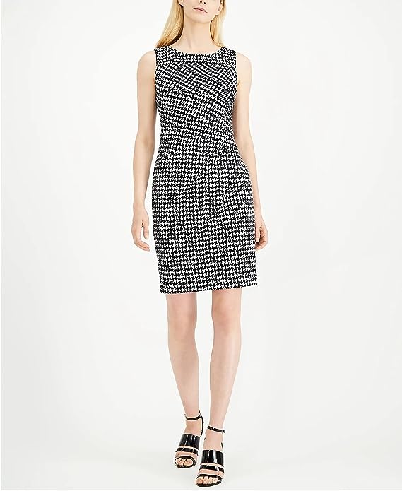 Calvin Klein Houndstooth Sheath Dress  Color Black/White Size 12