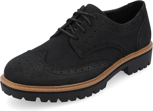 Journee Collection Women's Claudiya Lug Outsole Almond Toe Oxford Flats  Color Black Size 8M