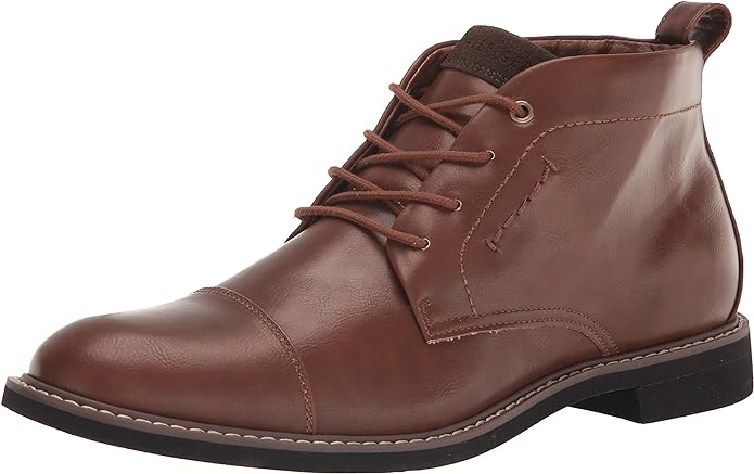 Tommy Hilfiger Men's Gibby Faux-Leather Cap-Toe Boots  Color Cognac Size 8