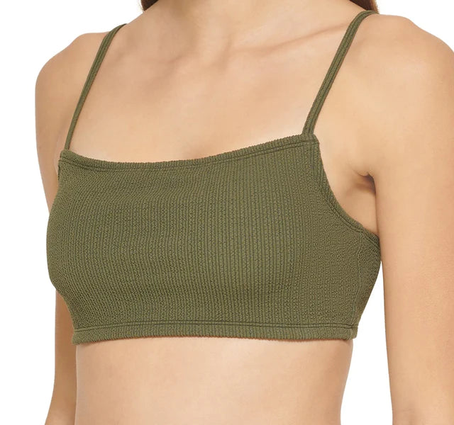 DKNY Textured Bralette Bikini Top  Color Moss Micro Scrunch Texture Size M