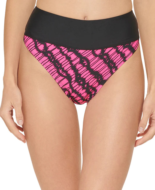 DKNY High-Waist Bikini Bottoms  Color Neon Pink Size M