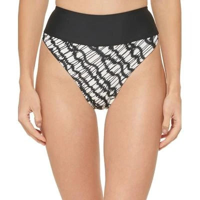 DKNY  High-Waist Bikini Bottoms  Color Black/White Size M