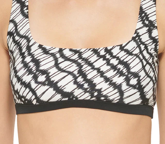 DKNY Womens Printed Square-Neck Bikini Top  Color Black/White Size S