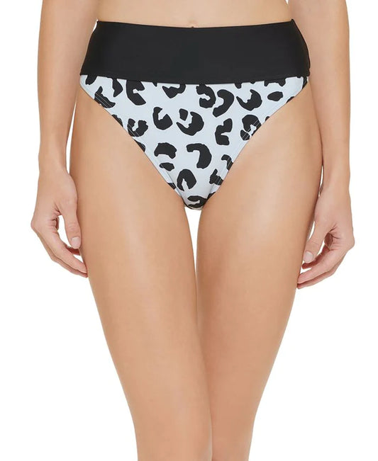 DKNY Printed High-Waist Bikini Bottoms  Color Block M