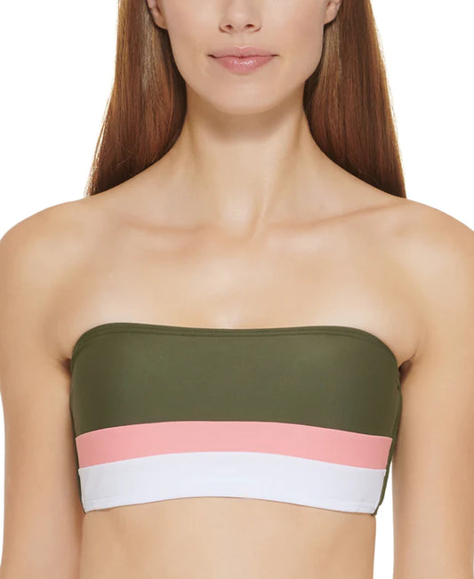 DKNY Colorblocked Bandeau Bikini Top  Color Moss Green Size S