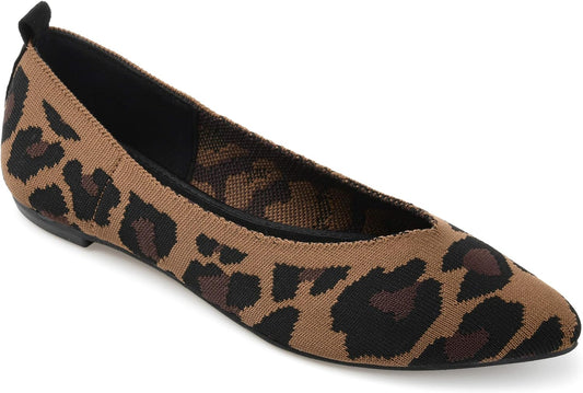 Journee Collection Women's Tayleen Slip On Pointed Toe Ballet Flats  Color Leopard Size 7.5M