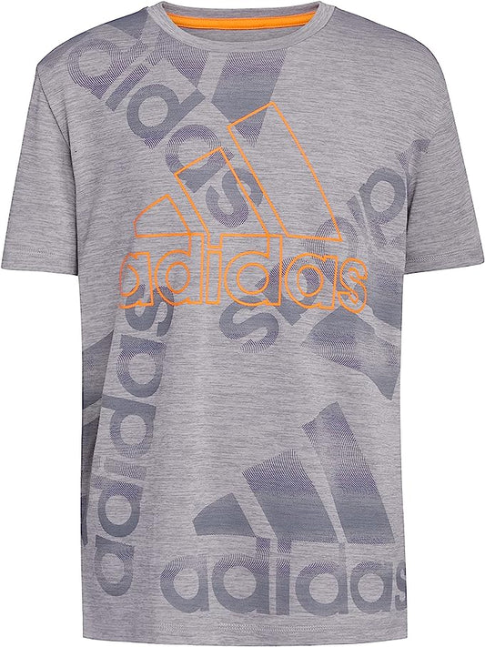 adidas Boys' Moisture-Wicking Athletic T-Shirt  Color Medium Gray Heather Size 7