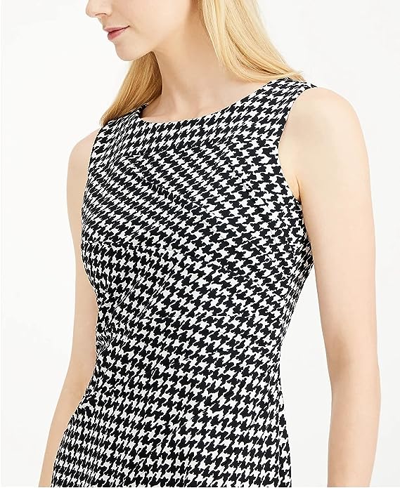 Calvin Klein Houndstooth Sheath Dress  Color Black/White Size 12