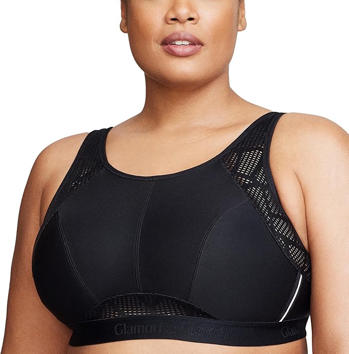 Glamorise Plus Size No-Sweat Wire Free Bra  Color Black Size 46DD