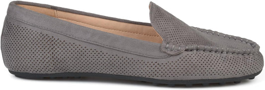 Journee Collection Women's Halsey Faux Nubuck Laser Cut Loafers  Color Grey Size 7.5M