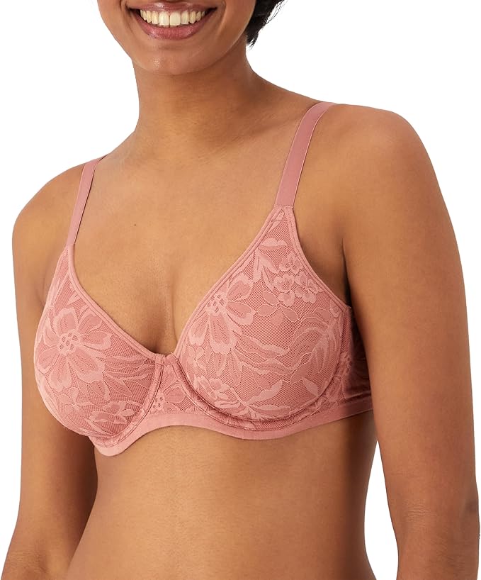 Bali Breathe Lace Underwire 2-Ply Modal Bra  Misted Rose Size 36DD