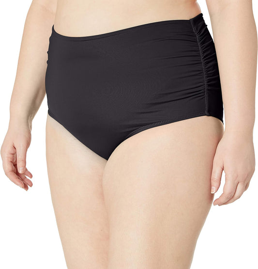 Anne Cole Plus Size High Waist Fold Over Double Lined Bikini Bottoms  Color Black Size 20W