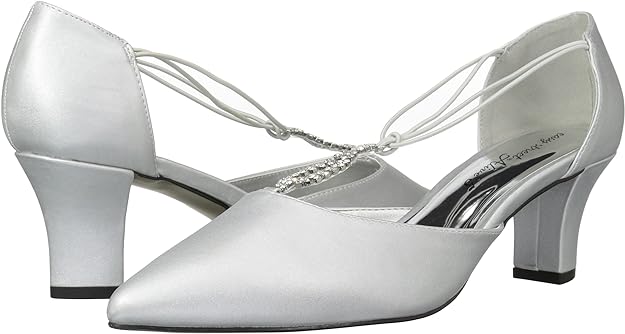 Easy Street Women's Moonlight Dress Pump  Color Silver Satin Size 8.5W