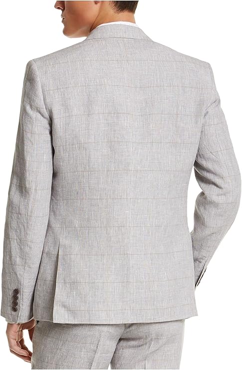 bar III Men's Linen Plaid Sportcoat  Color Gray Tan Size 36S