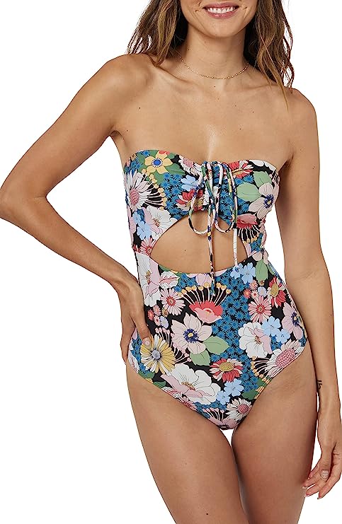 ONeill Juniors Twiggy Sayulita Floral One-Piece Swimsuit  Color Black Multi Size XL