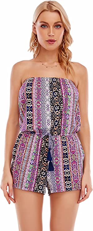 Lucky Brand Printed Boho Chic Swim Romper Cover-Up  Color Multi Size S